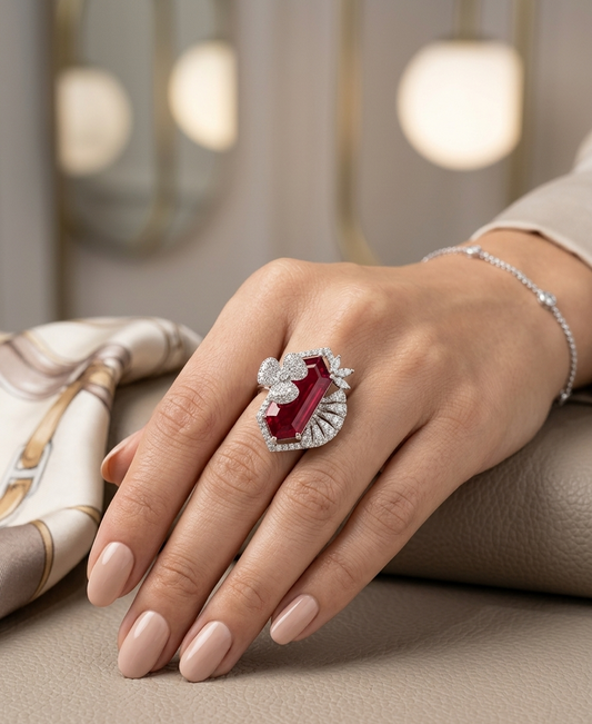 Celestial Rubellite Butterfly Ring