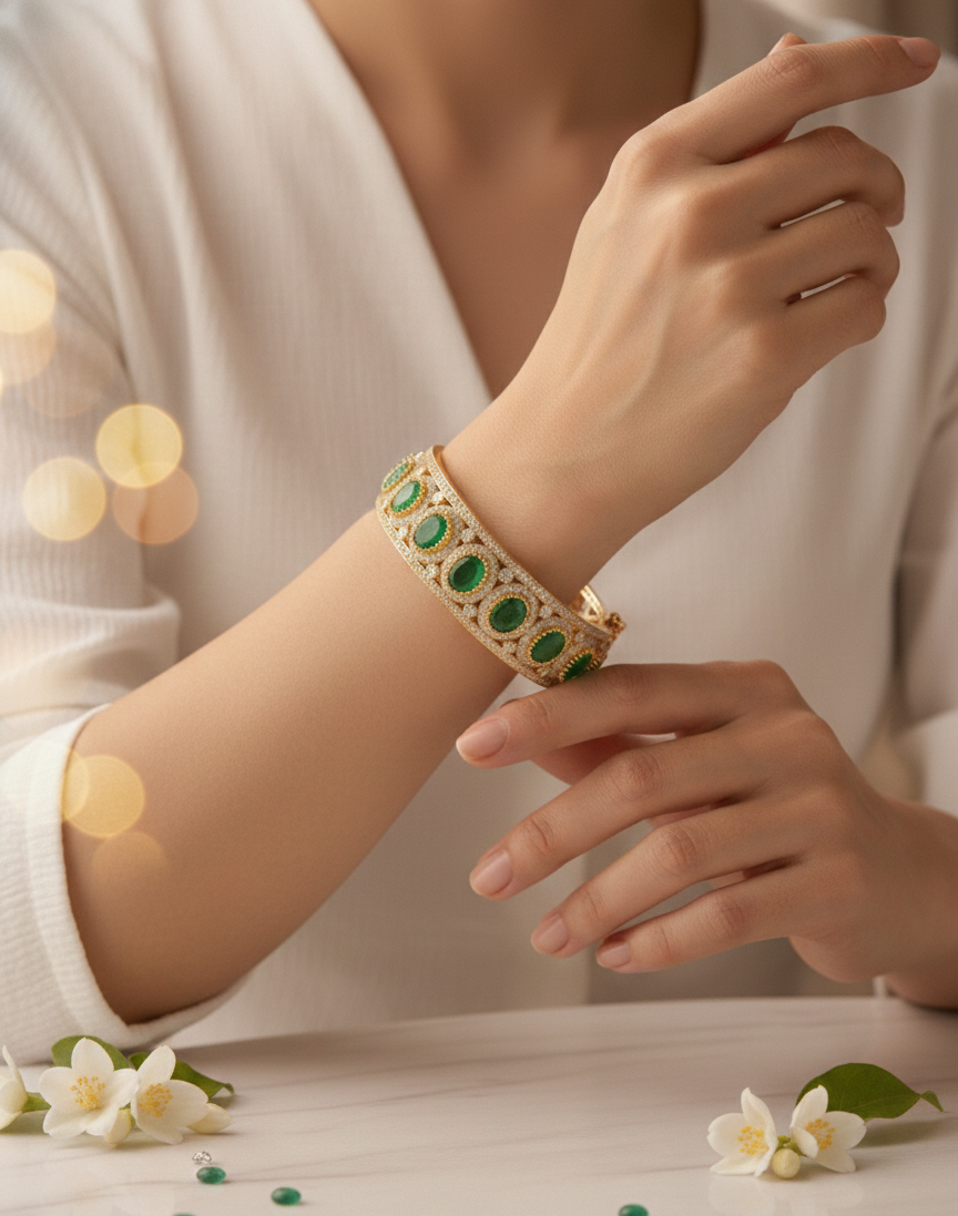 Majestic Green Oval Kada