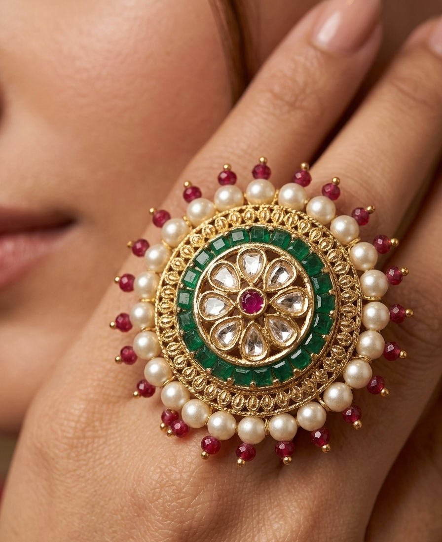 Shahi Kundan Statement Ring