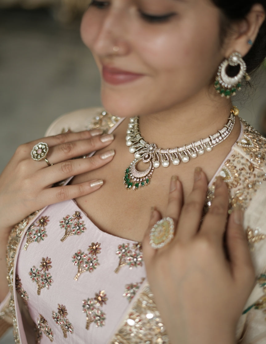 Pearl-Fringed Chandbali Necklace