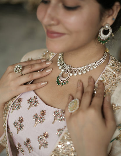 Pearl-Fringed Chandbali Necklace