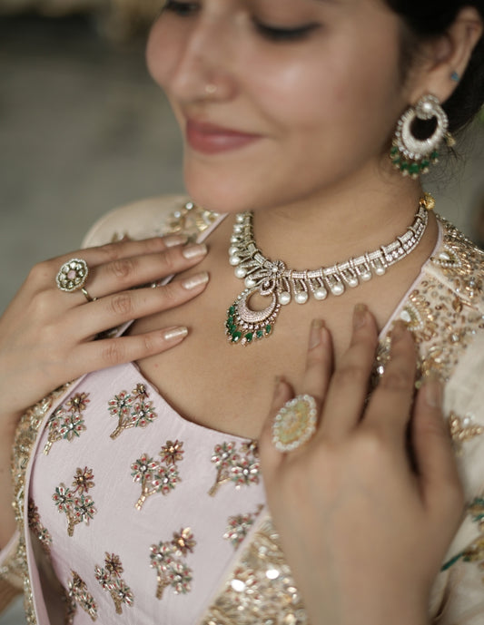 Pearl-Fringed Chandbali Necklace