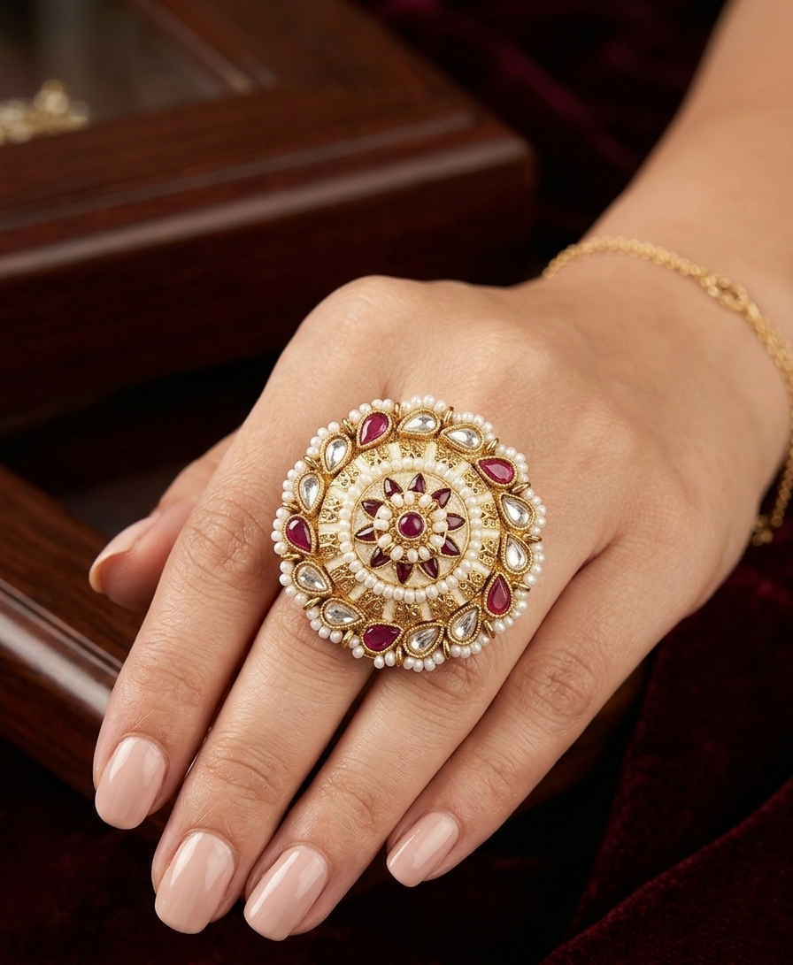 Vintage Pearl Mandala Ring
