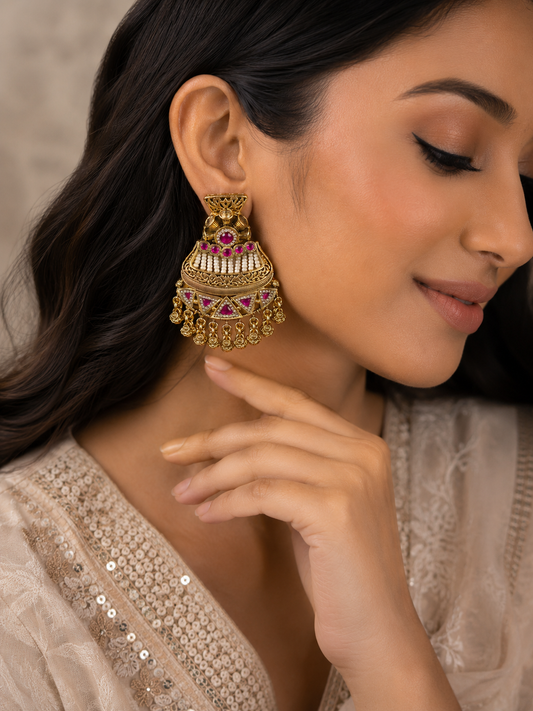 Ruby Pearl Luxe Jhumka