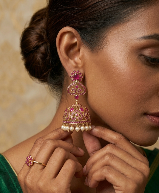 Gulabi Rose Jhumkas