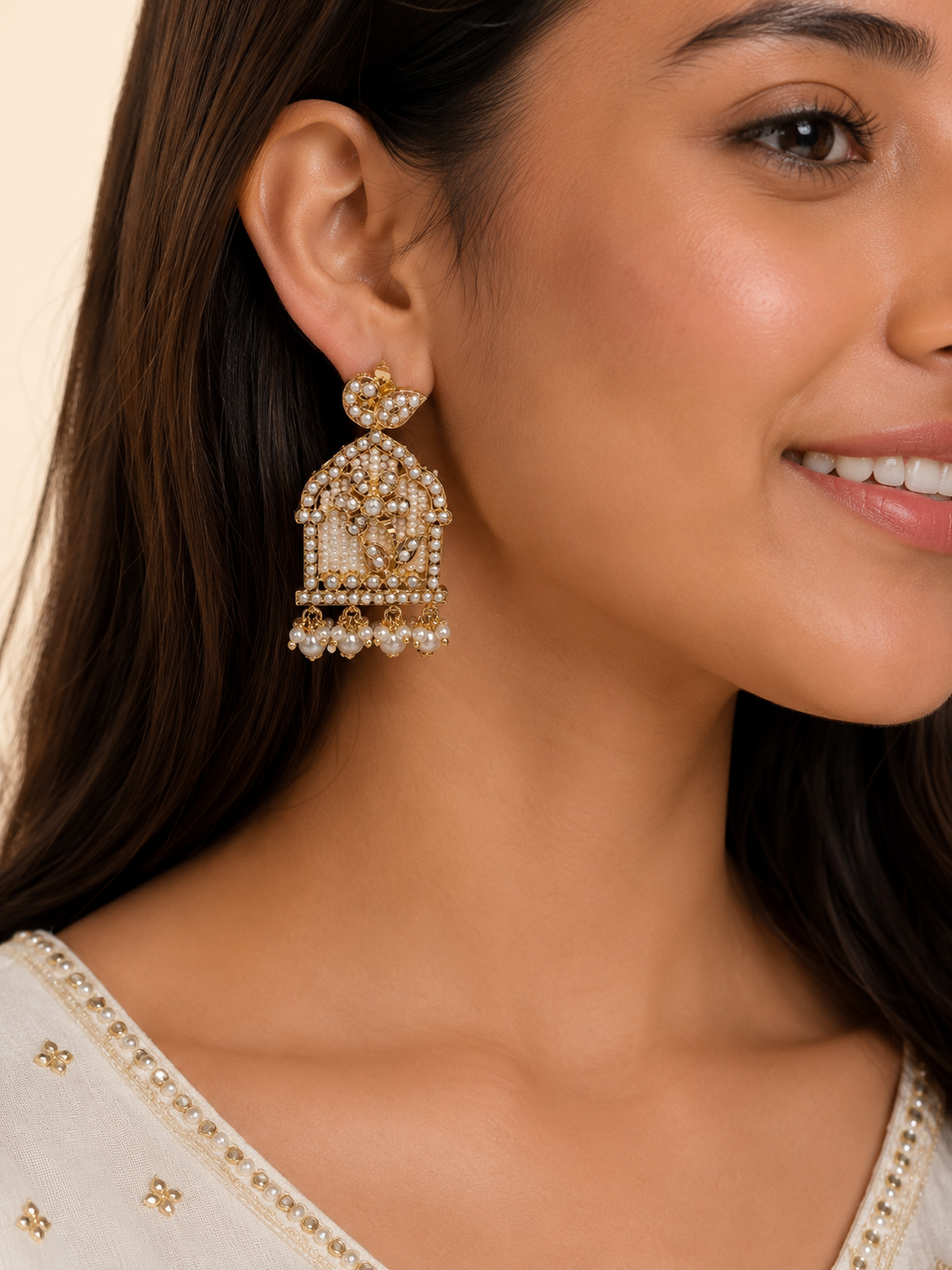 Jharokha Pearl Earrings
