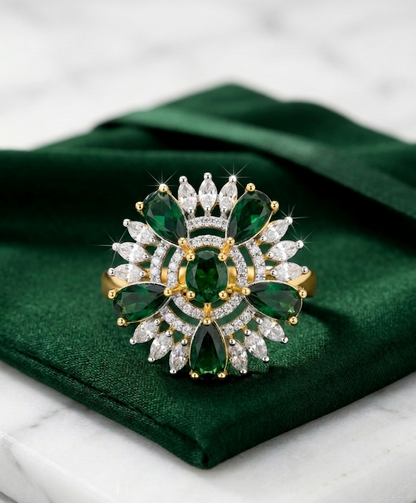 The Aethel Emerald Sunburst Ring