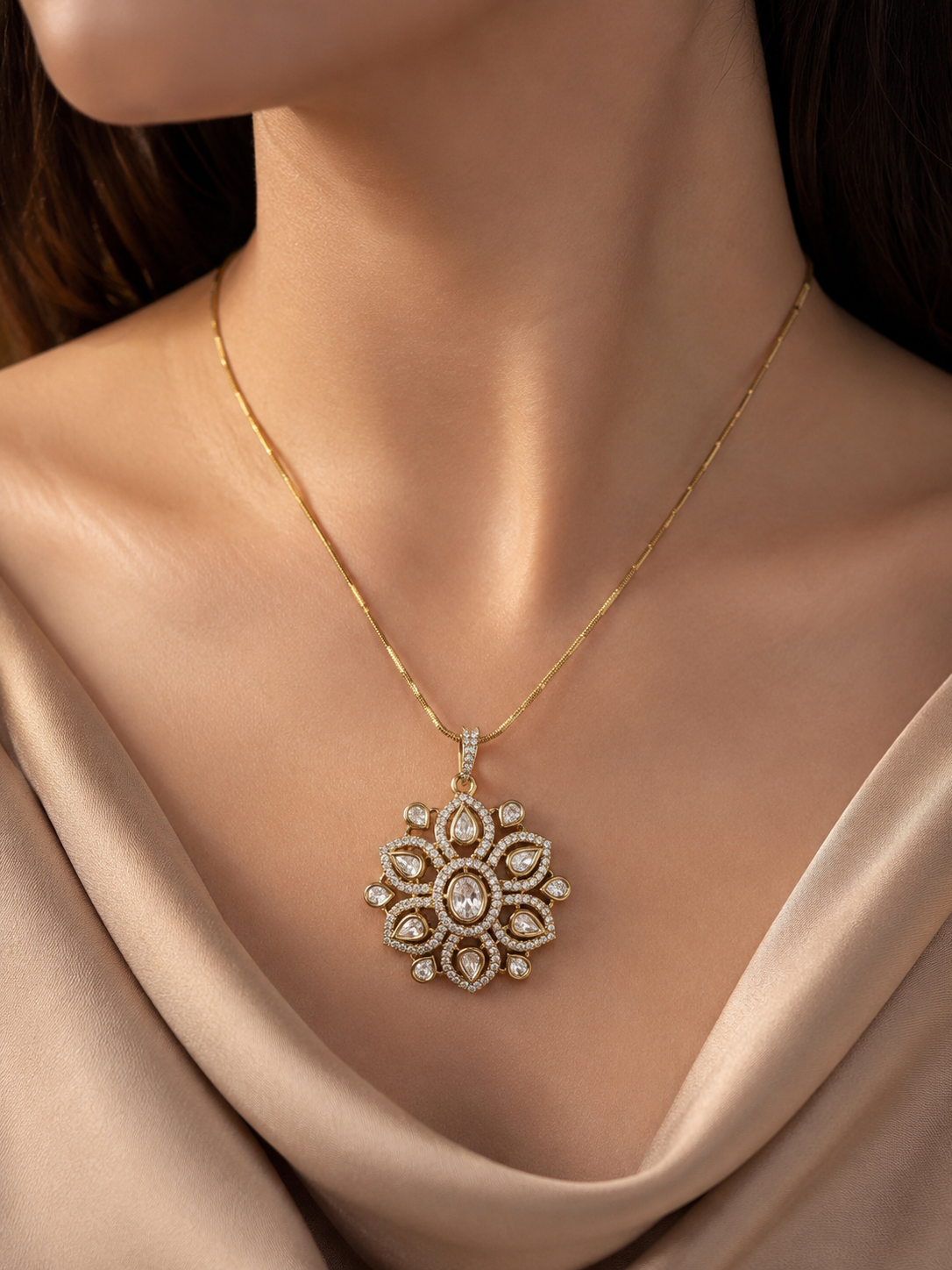 Anvika Floral Pendant Set