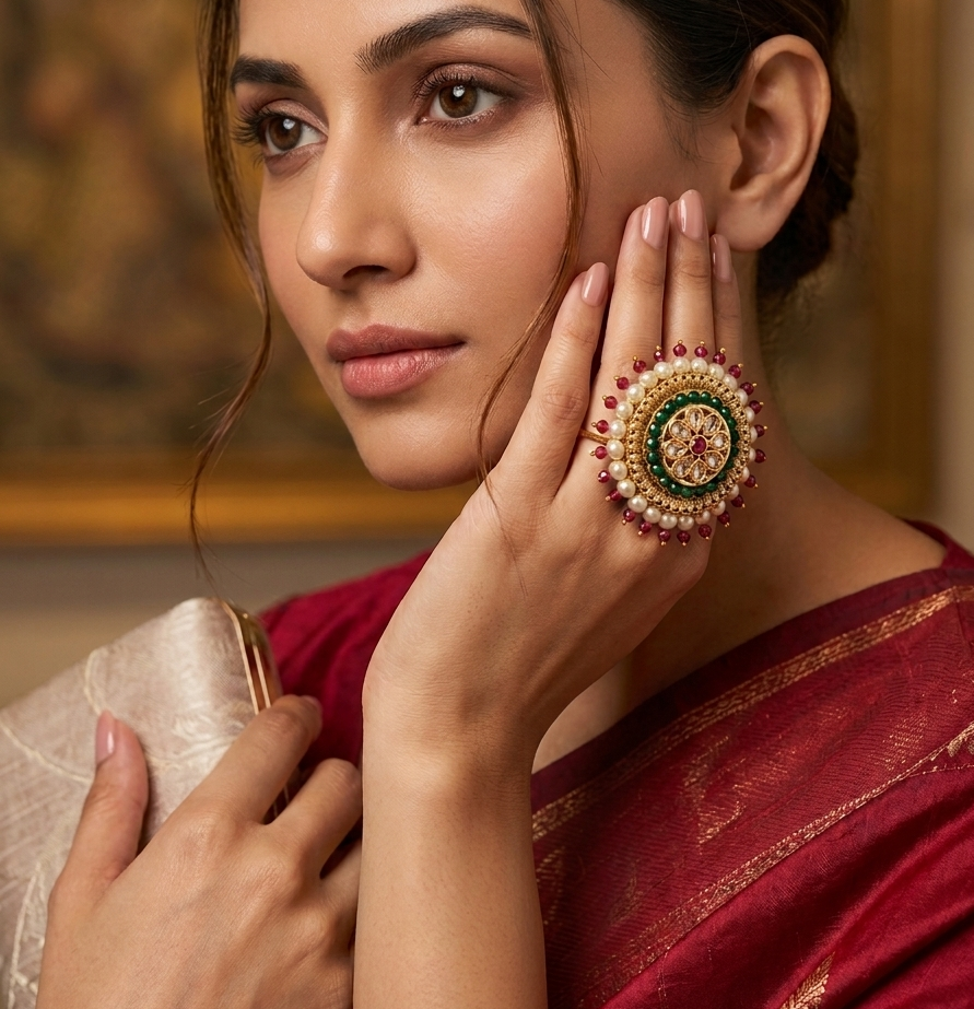 Shahi Kundan Statement Ring