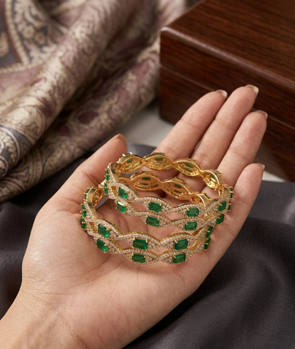 Emerald Weave Luxe Bangles