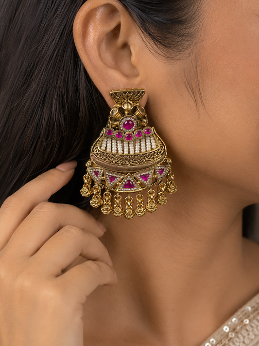 Ruby Pearl Luxe Jhumka