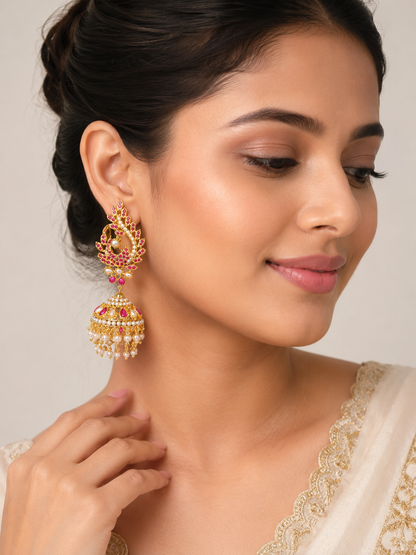 Rajwada Ruby & Pearl Jhumkis