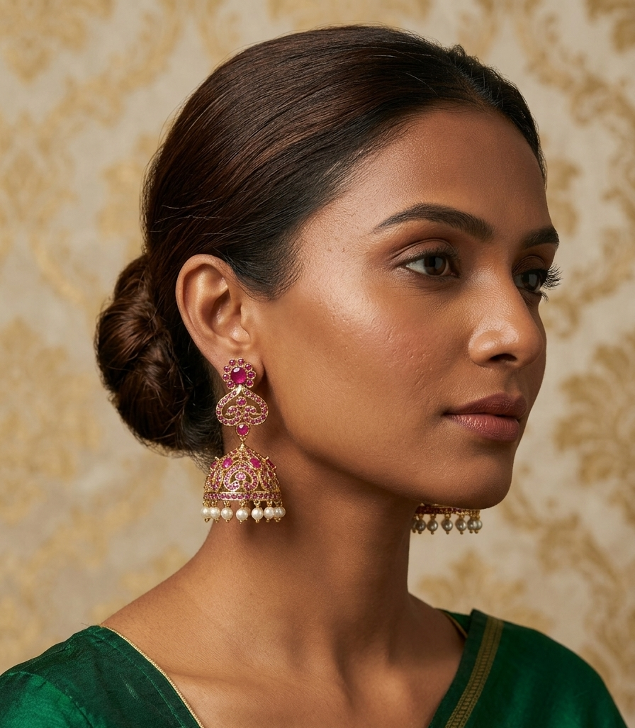 Gulabi Rose Jhumkas