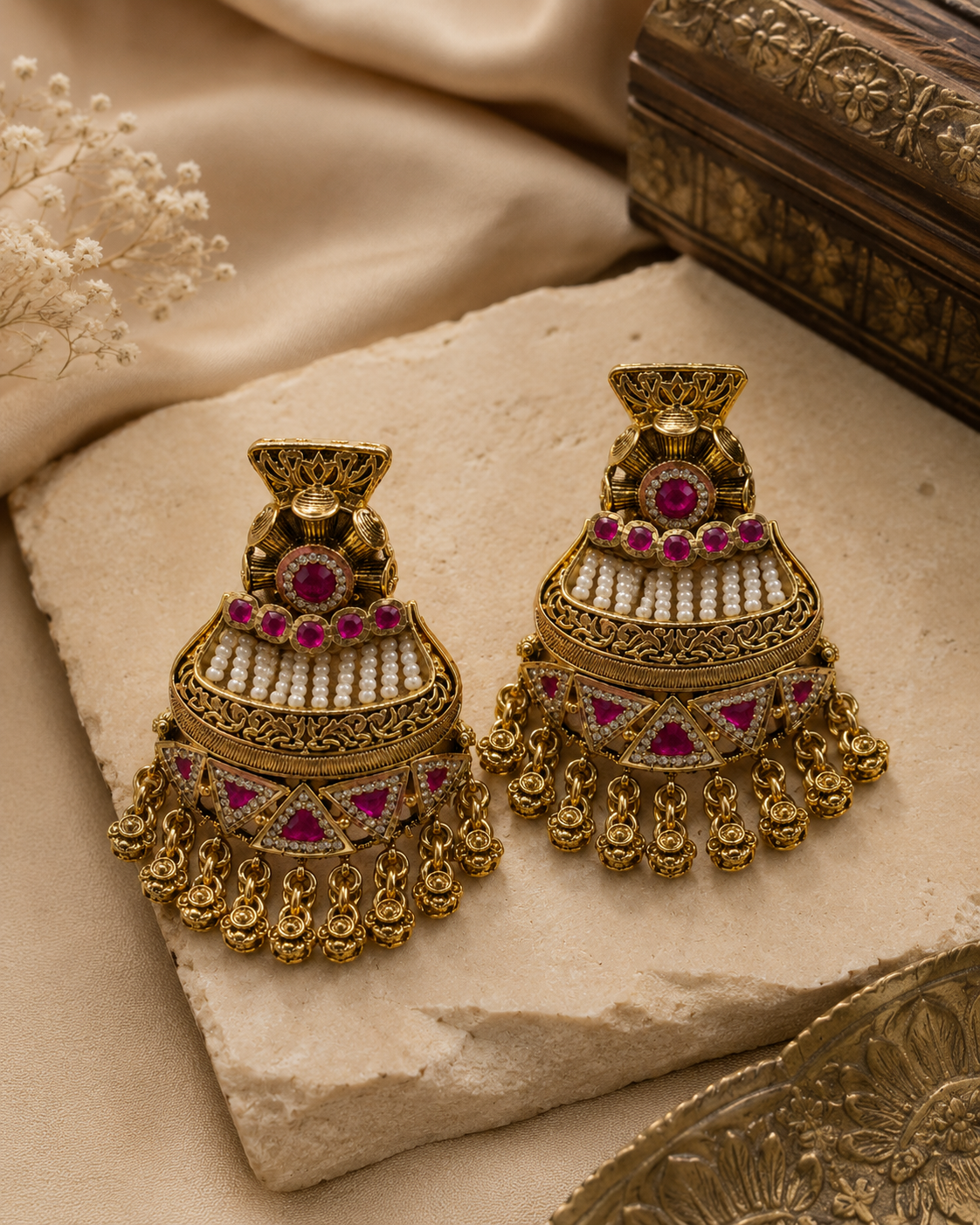 Ruby Pearl Luxe Jhumka