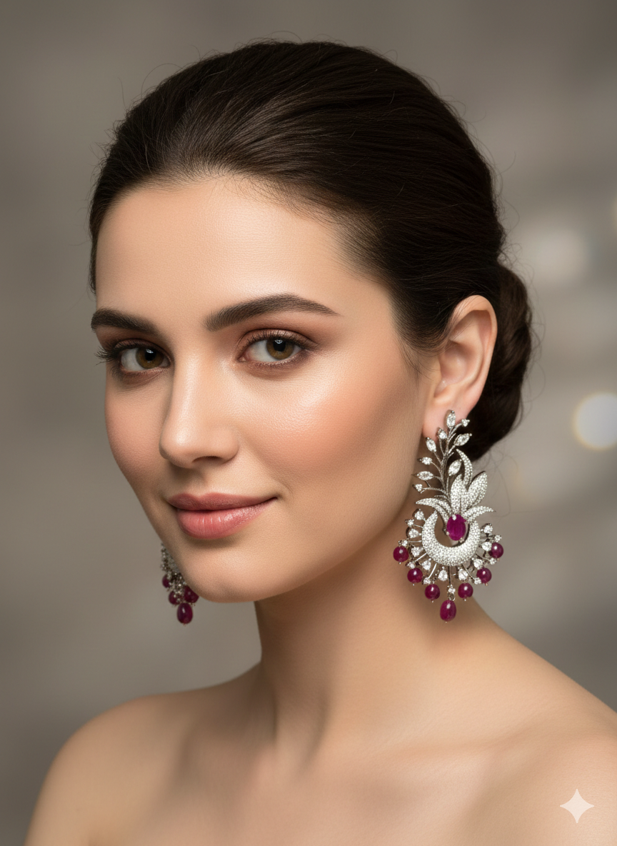 The Ruby Crescent Earrings