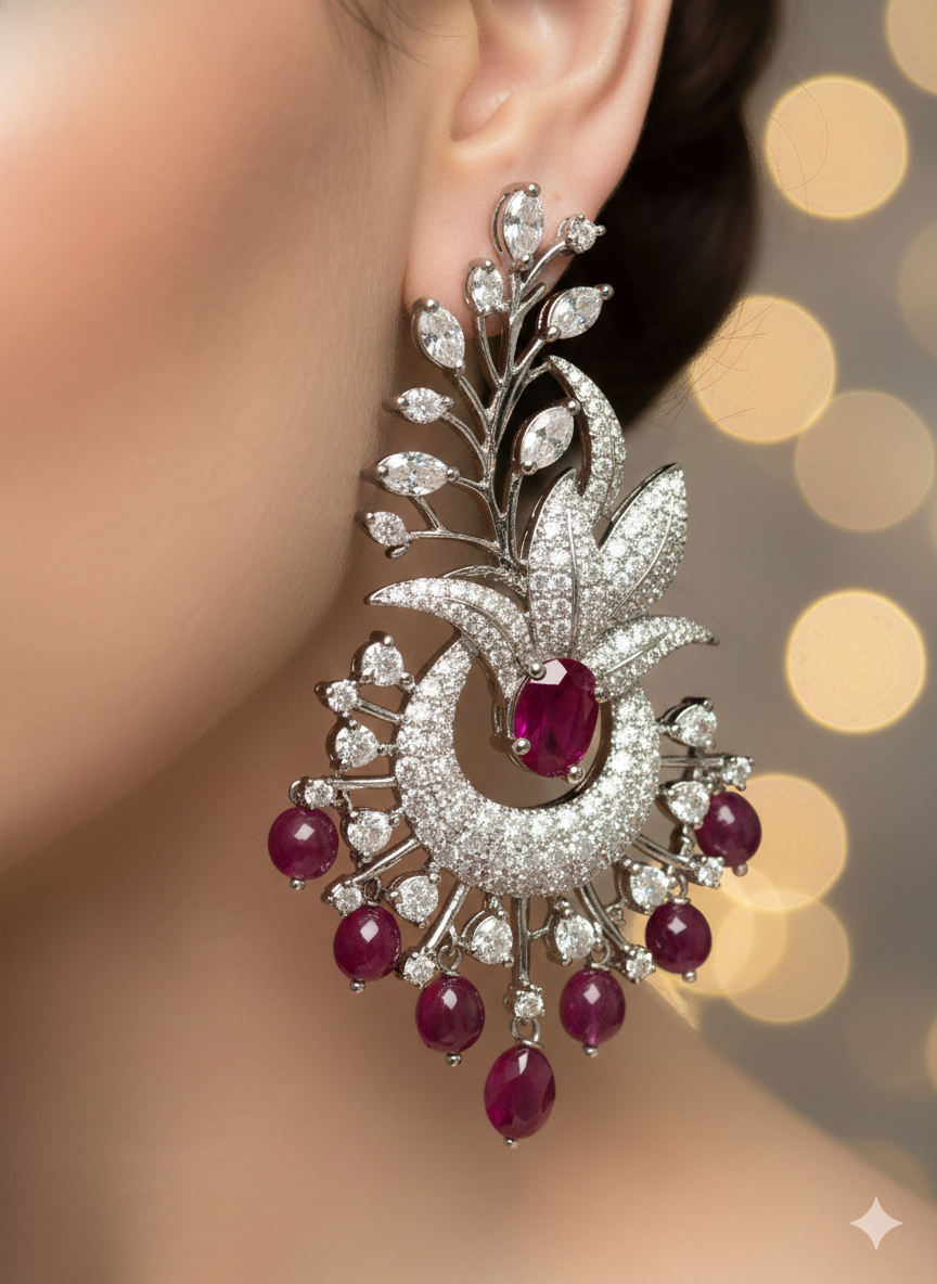 The Ruby Crescent Earrings