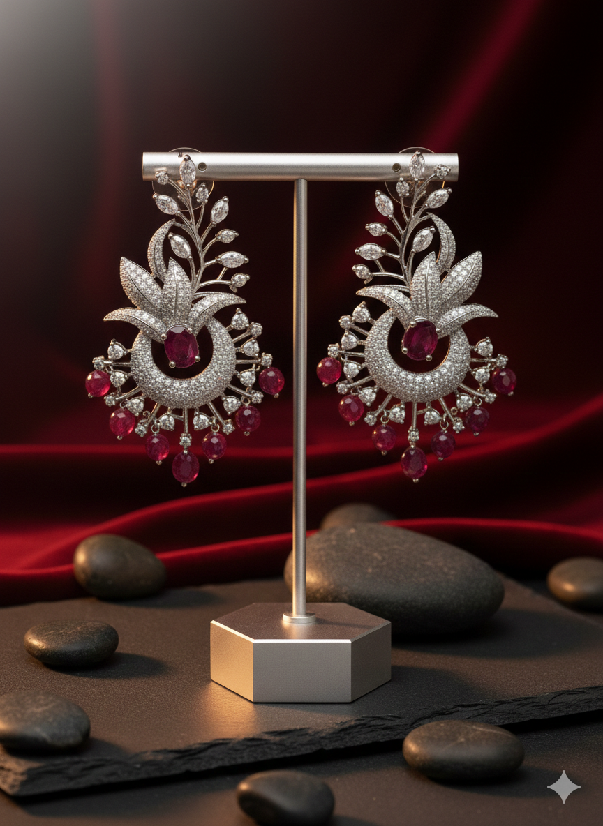 The Ruby Crescent Earrings