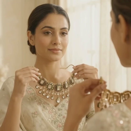 Raji Noor Set styled on a woman for an elegant Indian occasion look