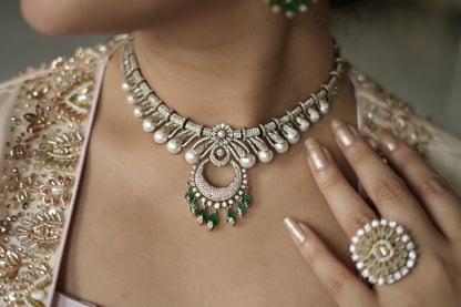 Pearl-Fringed Chandbali Necklace