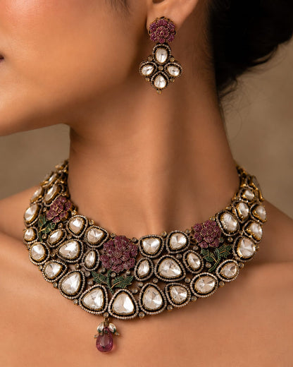Begum Rose Polki Collar