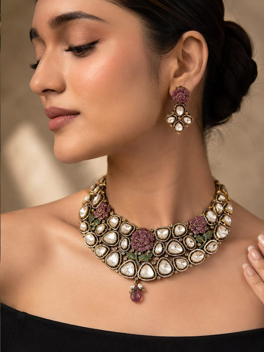 Begum Rose Polki Collar